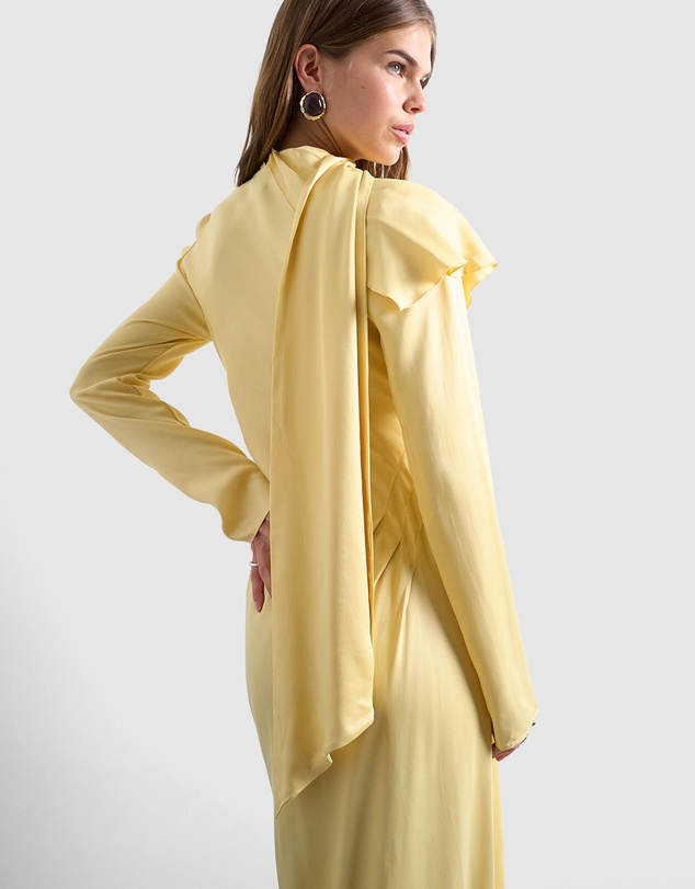 TOPSHOP - LS Ruffle Maxi Dress With Scarf Wrap Detail
