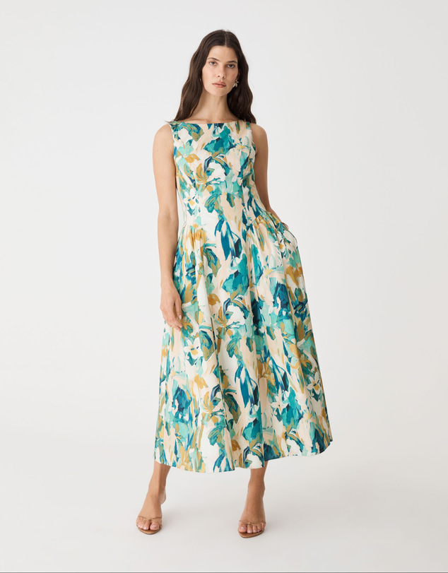Forcast - Liza Gather Detail Print Dress