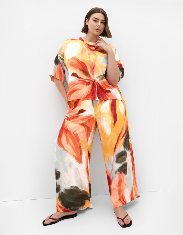 City Chic - Plus size Alexi Bloom Print Pant - sunrise
