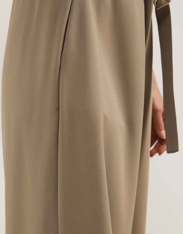 Atmos&Here - Nell Mid Rise Wide Leg Pants With Fabric Belt