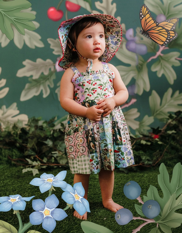 Fleur Harris - ‘Enchanted Garden’ Summer Baby Hat in Patchwork