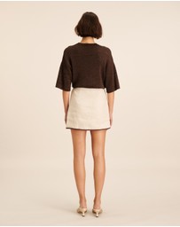 AERE - Linen Contrast Bind Mini Skirt
