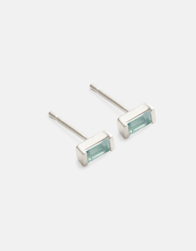 Kirstin Ash - Baguette Birthstone Studs March - Swiss Blue Topaz