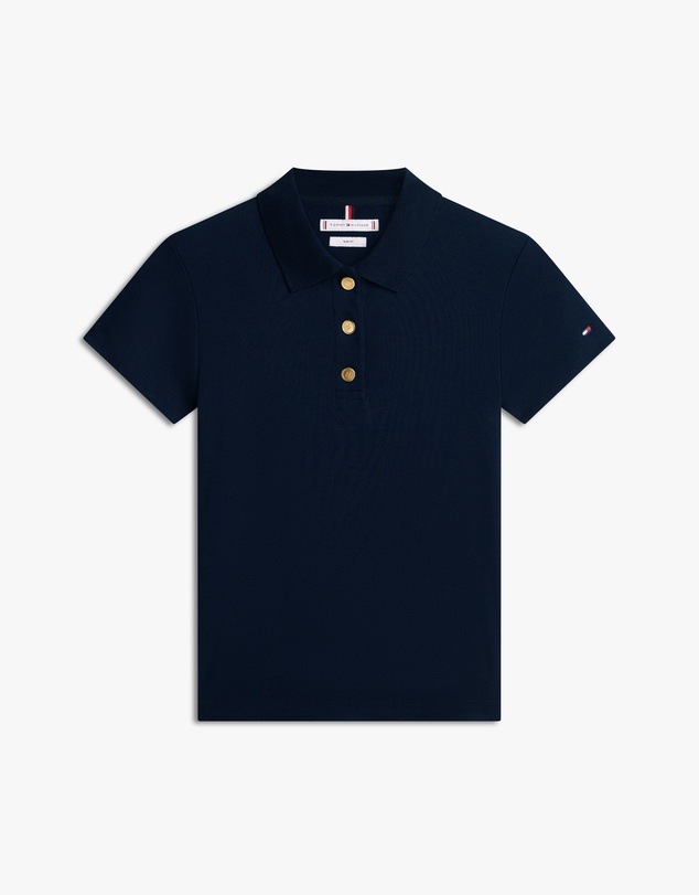 Tommy Hilfiger - Slim Fit Gold-Tone Button Polo Shirt