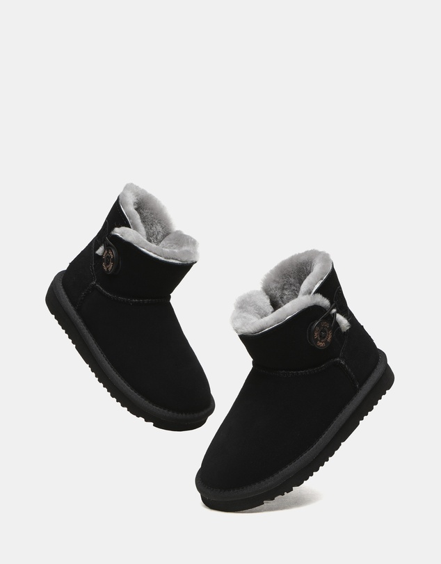 EVERAU - Australian Shepherd Ugg Nolan Kids Mini Button Cow Suede Upper UGG Boots