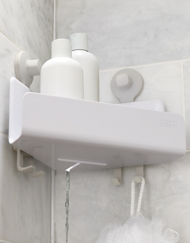 Joseph Joseph - EasyStore™ Corner Shower Shelf with Adjustable Mirror - 2 Pack (White)