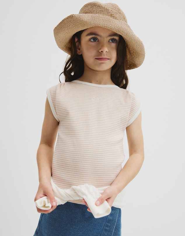 Country Road - Australian Cotton Blend Short Sleeve Stripe Rib T-shirt