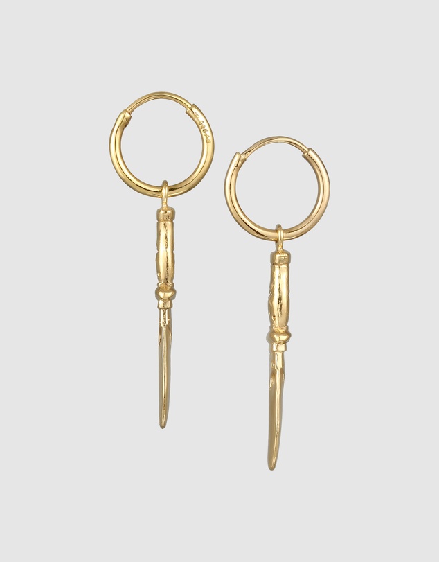 Haze & Glory - ICONIC EXCLUSIVE - Earrings Hoops Men Dagger 925 Sterling Silver Gold-Plated