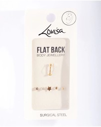 Lovisa - Gold Plated Surgical Steel Flat Back Single Bar with Interchangeable Star Ends 6-Pack