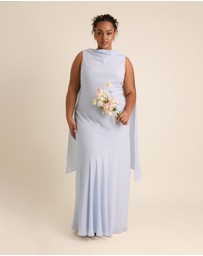 Six Stories - High Cowl Neck Drape Chiffon Bridesmaid Dress