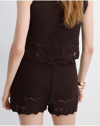 M.N.G - Embroidered Openwork Shorts