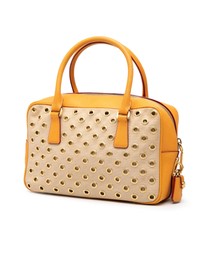 Pre-Loved by Azura Reborn - Pre-Loved Small Saffiano Trimmed Canvas Grommet Bauletto Bag
