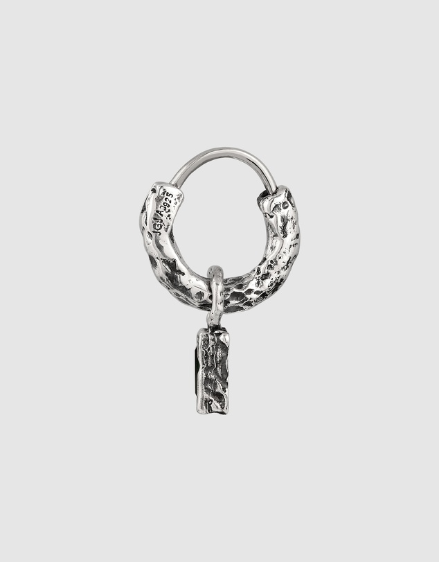 Haze & Glory - ICONIC EXCLUSIVE - Emerald Drop Hoop in Oxidised 925 Silver