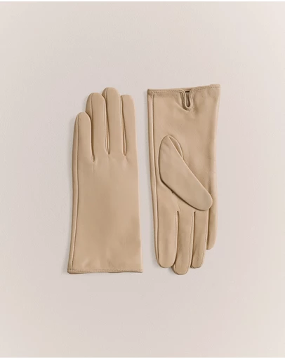 Trenery - Evala Leather Gloves in Tahini
