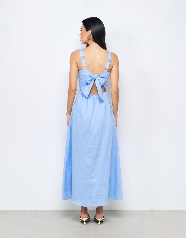 AERE - Lea Tie Back Linen Maxi Dress