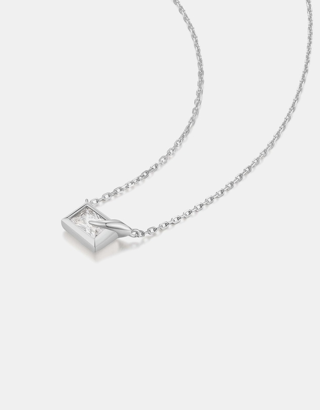 Ania Haie - Silver Sparkling Bezel-Set Cube Necklace