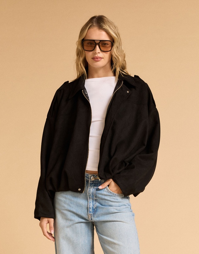 MVN - Faux Suede Bomber Jacket