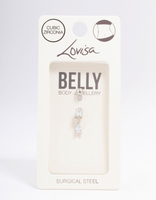 Lovisa - Surgical Steel Cubic Zirocnia Pear Drop Belly Piercing