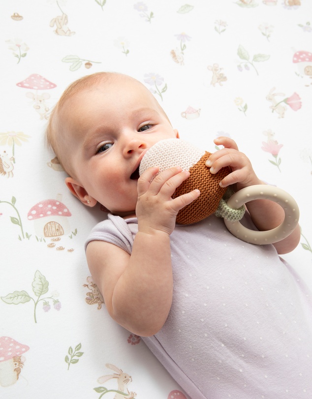 Living Textiles - Acorn Teething Ring Rattle