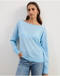 Atmos&Here - Riva Off Shoulder Fine Knit Top With Long Batwing Sleeve