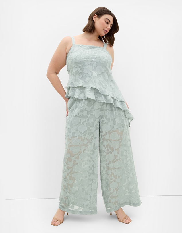 City Chic - Plus size Daniela Jacquard Asymmetrical Cami - sage