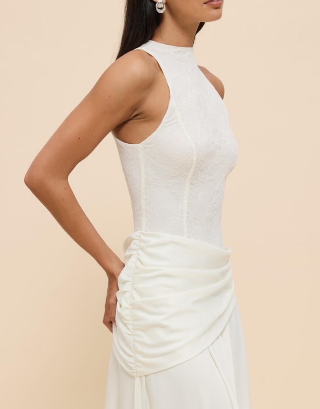 Revibe - Repaired CHANCERY Layla High Neck Lace Panelled Maxi Dress - AU 10