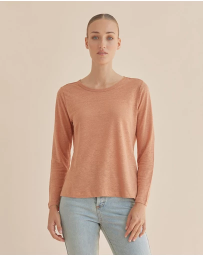 Amelius - Priya Long Sleeve Linen Jersey Top