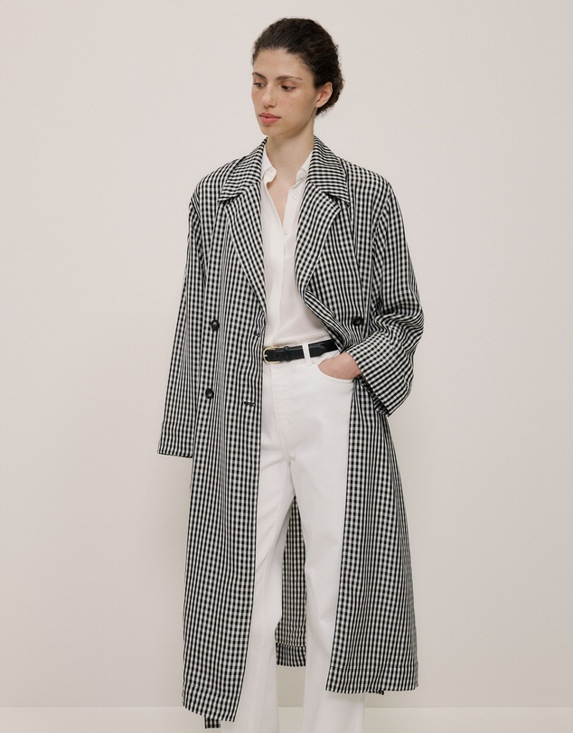 Trenery - Gingham Lightweight Trench Coat in Black