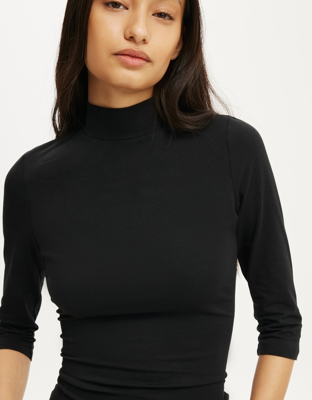 Cotton On - 90S Mock Neck 3/4 Sleeve