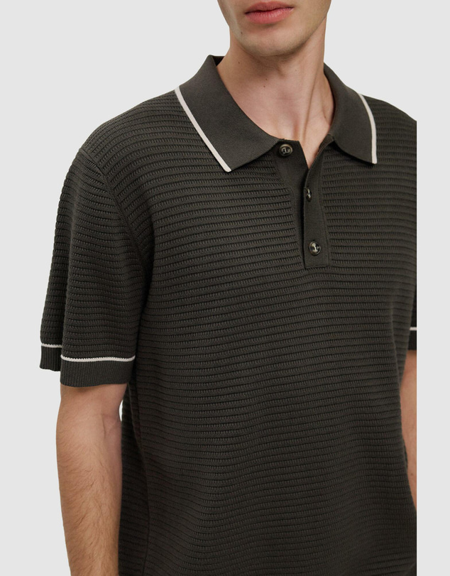 Trenery - Textured Cotton Tipped Knit Polo