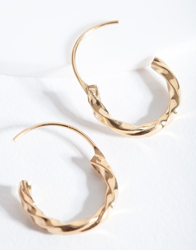 Lovisa - Gold Plated Sterling Silver Chunky Twist Hoop Earrings