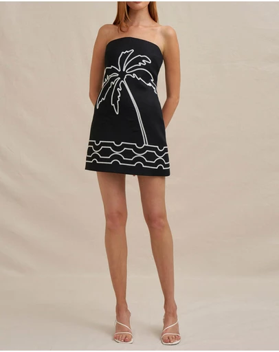 BY JOHNNY. - Paradise Palm Strapless Mini Dress