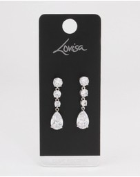 Lovisa - Silver Graduating Stone Pear Drop Earrings
