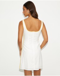 Dazie - Guava Stripe Linen Blend Mini Dress