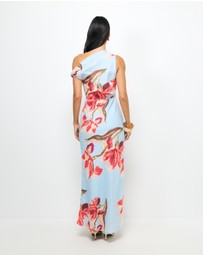 AERE - Liore Linen Draped Off Shoulder Maxi Dress