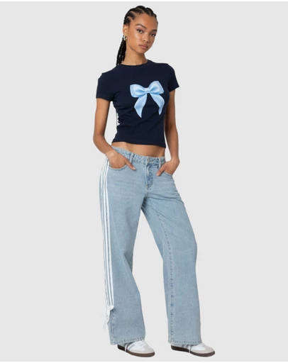 EDIKTED - Washed Low Rise Ribbon Jeans