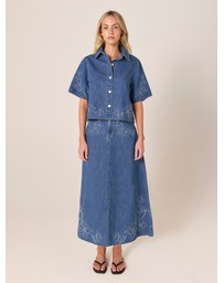 Fate + Becker - Sloane Embroidered Denim Skirt