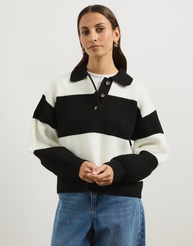 Atmos&Here - Lexi Stripe Knit Polo