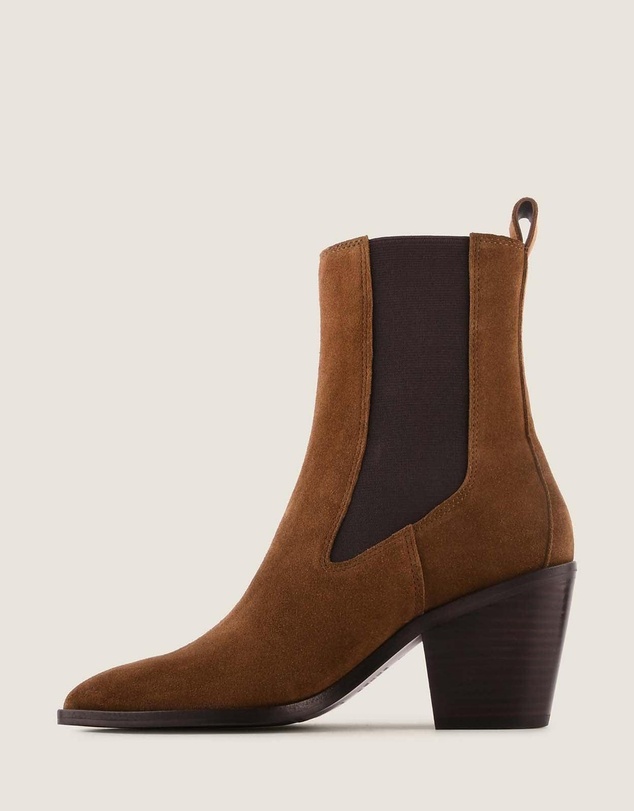Shelly Shen - Ali Heel Ankle Boots Chestnut Suede