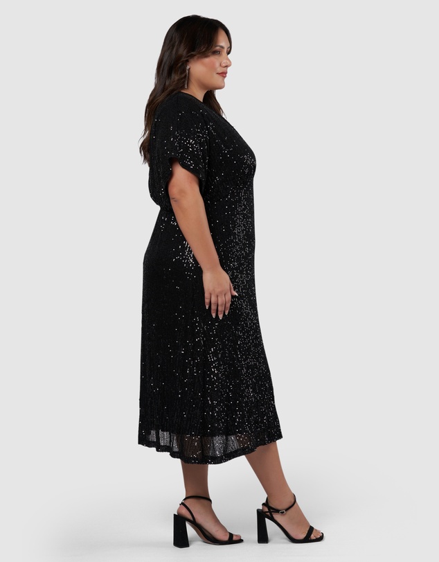 Pink Dusk by Curve Project - Want you Sequin Midi Dress