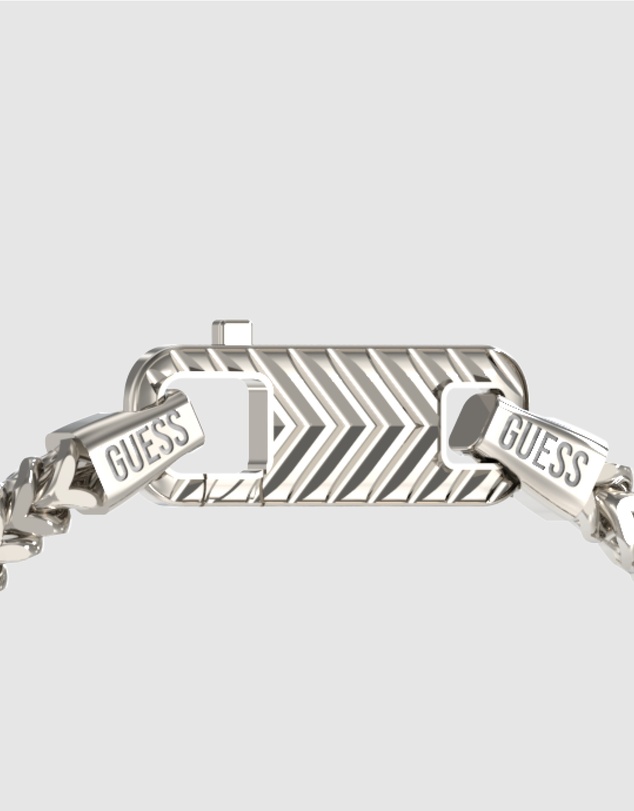 GUESS - Silver-Tone Textured Hook Bracelet