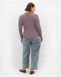 City Chic - 70's Stripe Long Sleeve Rib Top