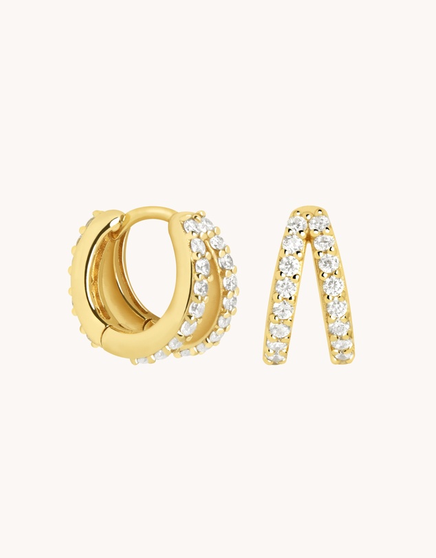 Astrid & Miyu - Illusion Crystal 18ct Gold Plated Huggies