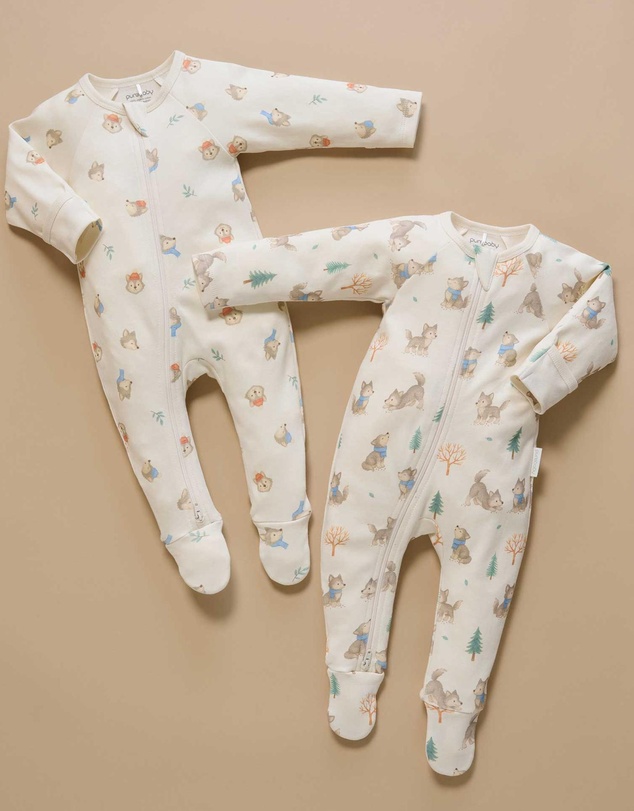 Purebaby - 2 Pack Zip Growsuit -Kids-Babies