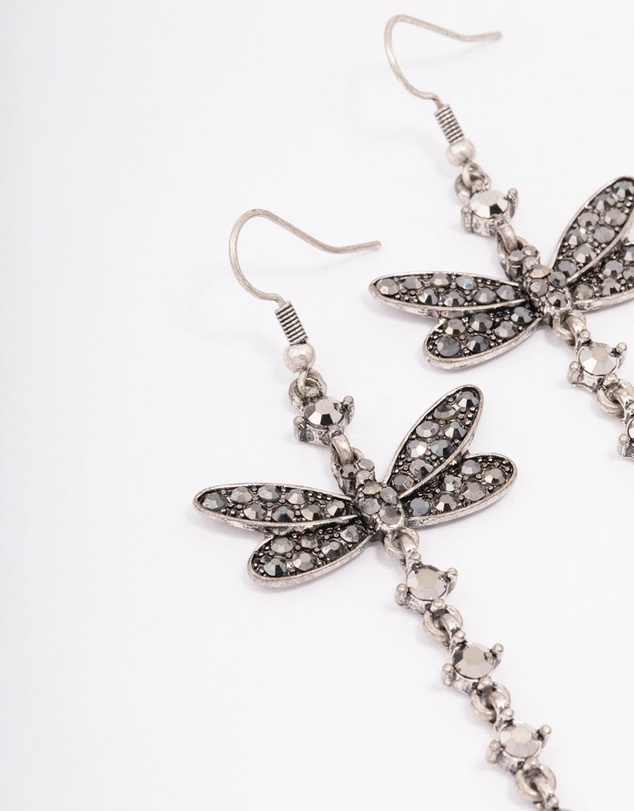 Lovisa - Antique Silver Dragonfly Drop Earrings
