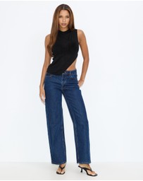 Dazie - Frankie Sheer High Neck Asymmetrical Top