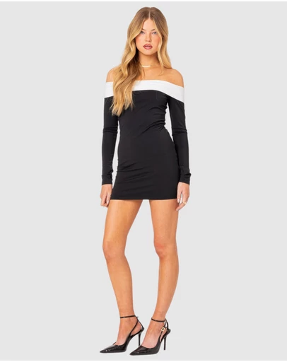 EDIKTED - Yolanda Contrast Fold Over Mini Dress