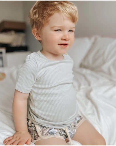 WITH LOVE FOR KIDS - BASICS Wide Ribbed Short Sleeve Top - Kids