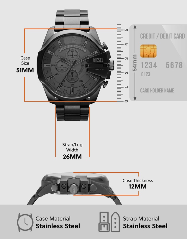 Diesel - Mega Chief Gun-Metal Chronograph Watch