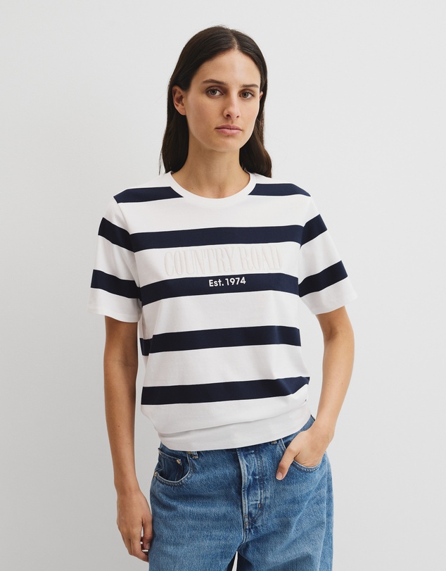Country Road - Australian Cotton Stripe Heritage Embroidered T-shirt